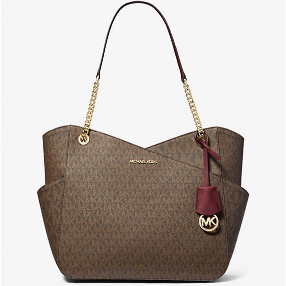 MICHAEL KORS
(NWT
Jet Set Large XChain Logo Shoulder Tote
Bag DARK CHERRY COLOR - Picture 14 of 16
